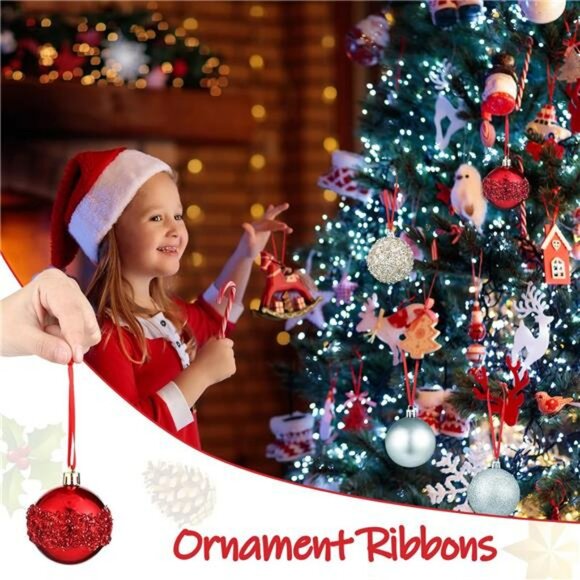 200 Pcs Red Ribbon Hangers Christmas Ornament String Tree Loop Craft Decoration - Picture 6 of 8